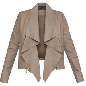 BCBGMaxAzria Taupe Kennedy Leather Jacket XS